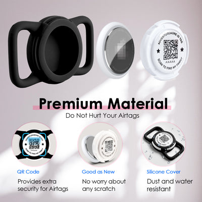 ADVENTUREMORE Airtag Dog Collar with Smart ID QR Code Airtags Holder: Prevents Dogs from Getting Lost at Night, Displays Owner and Pet Details. Waterproof, Durable, Adjustable, Thick