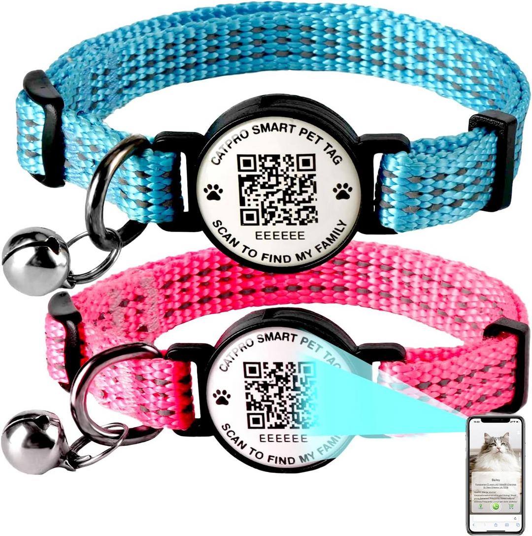 thumbnail interactive-video image 1 of PawView QR Code Dog Tag, Dog Name Tags Personalized For Pets, Silicone Silent Cat ID With NFC - Emergency Contact, Scan Alert, Pet Instant Location, Pet Online Profile (Blue 1 of 14