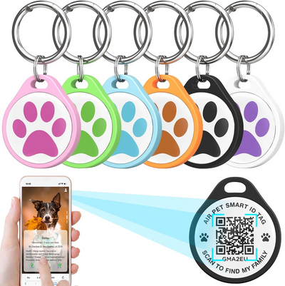 ADVENTUREMORE AIR Pet ID Tag-2pcs QR Code Tag & Smart ID Tag Small Personalized Name Plate with Online Profile - Dog Cat Tag Scan QR Receive Instant Pet Location Alert Email