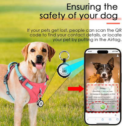 AdventureMore Lightweight Dog Harness with QR Code Smart Pet ID Code AirTag Holder Breathable Escape Proof Vest Harness for Puppy Small Medium Dogs and Cats Easy to Put On and Control