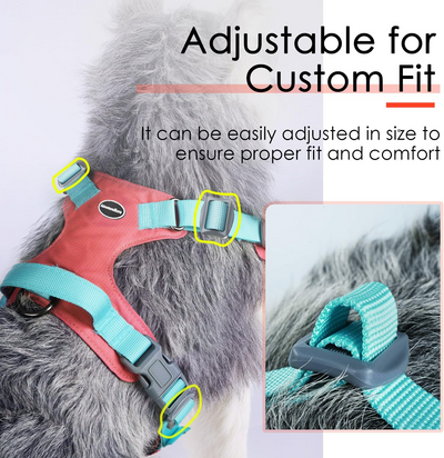 AdventureMore Lightweight Dog Harness with QR Code Smart Pet ID Code AirTag Holder Breathable Escape Proof Vest Harness for Puppy Small Medium Dogs and Cats Easy to Put On and Control