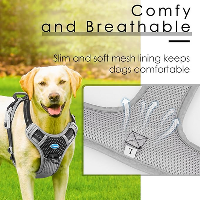 ThinkPet No Pull Harness Breathable Sport Vest with Handle-Dog Harnesses Reflective Adjustable for Medium Large Dogs