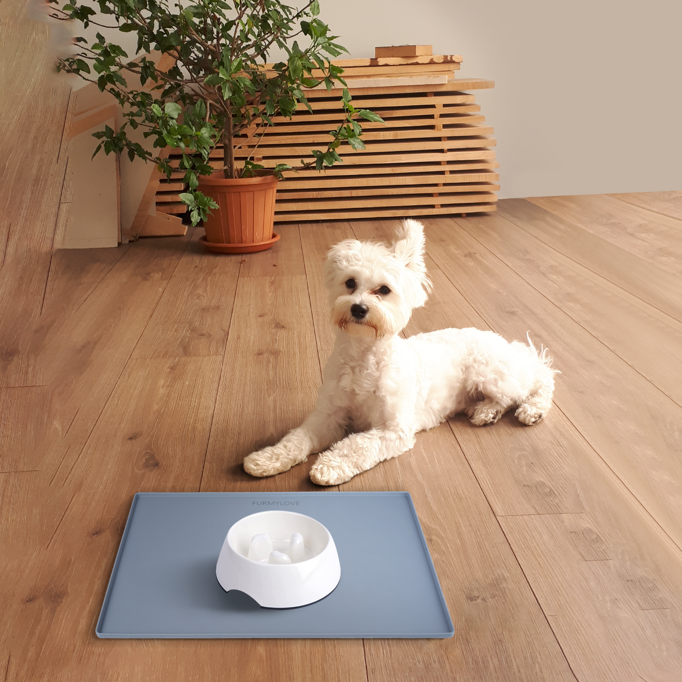 FURMYLOVE Pet Food Mat Bowl Mat for Floors Waterproof Silicone Cat Dog Feeding Mat