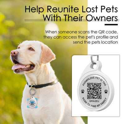 QR Code Dog Tag, Smart ID Tags, Dog Tags Personalized Lightweight Silent ID Tag for Kids Pets Bags Keys