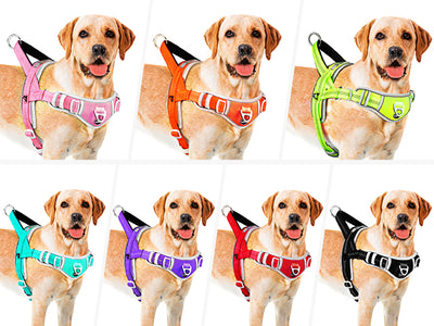 ADVENTUREMORE Dog Harness for Large Dogs No Pull with QR Code Dog Tag, Adjustable Reflective Breathable Dog Vest Harness with Easy Control Front Clip Handle for Training Walking